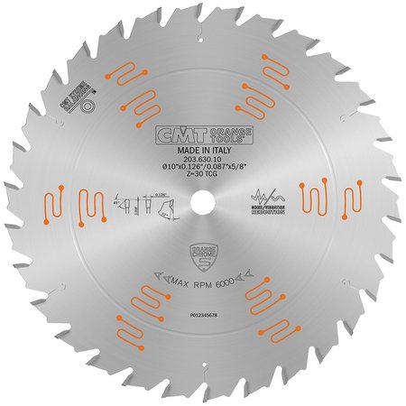 CMT Orange Chrome Glue LINE Ripping Blade 10" x T30 TCG 203.630.10